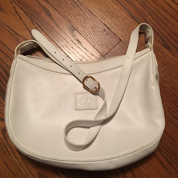 Gucci Handbags - GUCCI white leather monogrammed satchel, Vintage